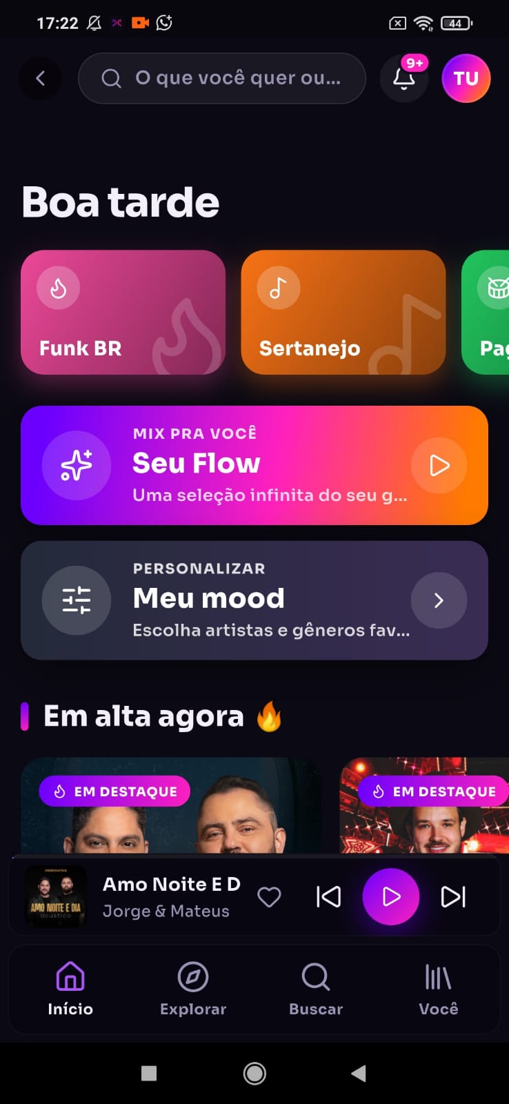 Player do XTREAM MUSIC