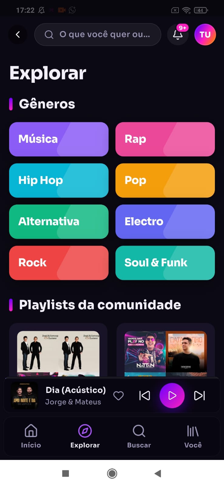 Explorar gêneros no XTREAM MUSIC