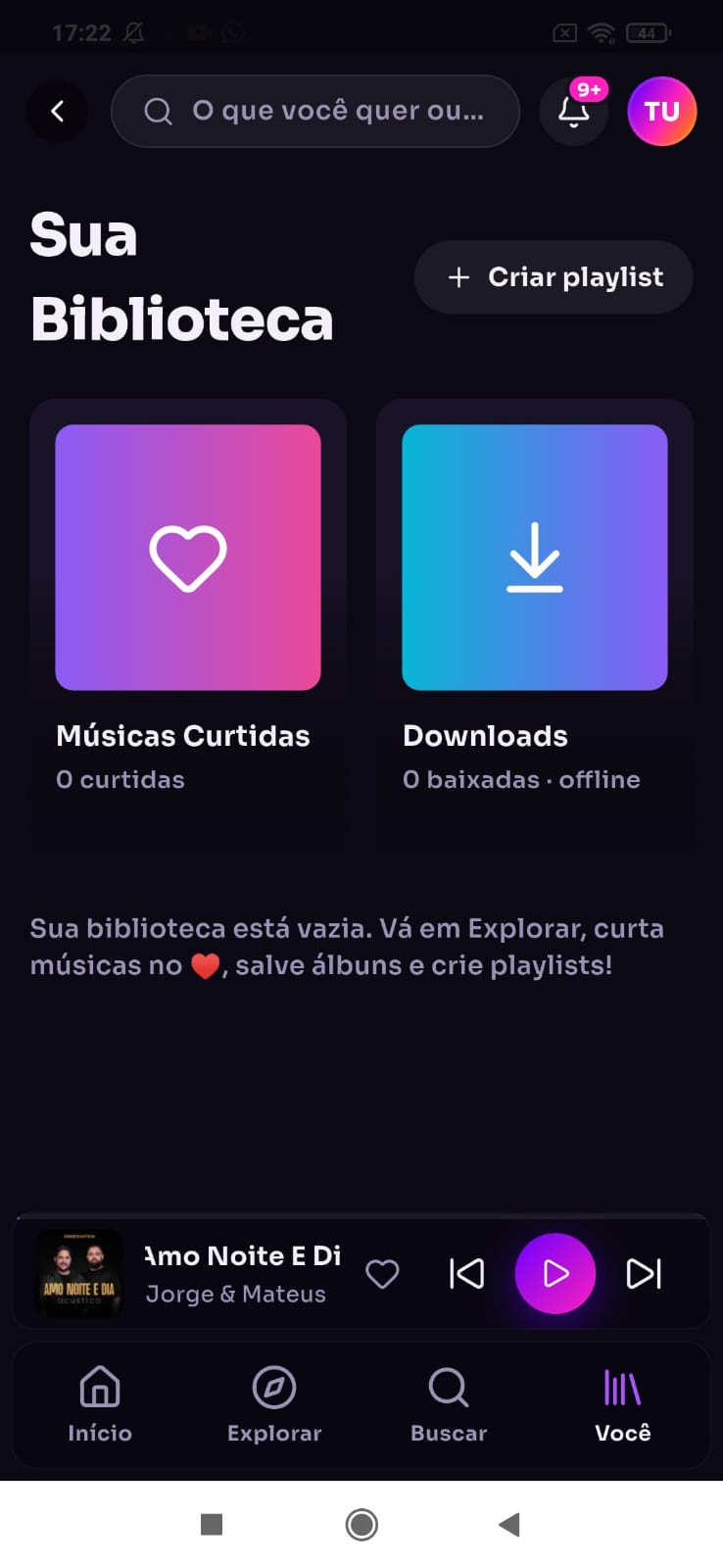 Configurações do XTREAM MUSIC